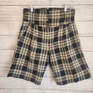 Ultra Pink womens medium 100% cotton high waist Y2K black plaid shorts